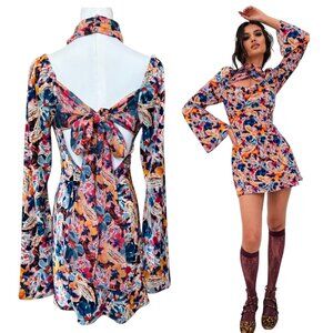 For Love & Lemons Blake Mini Dress Floral Cutout M